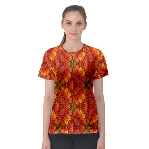 Background Flower Fractal Women s Sport Mesh Tee by Simbadda