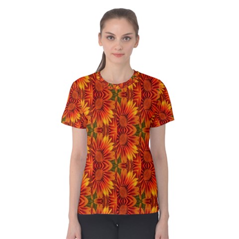 Background Flower Fractal Women s Cotton Tee by Simbadda