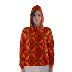 Background Flower Fractal Hooded Wind Breaker (women) by Simbadda