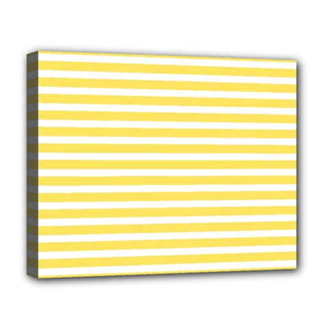 Horizontal Stripes Yellow Deluxe Canvas 20  X 16  