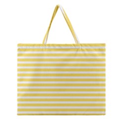 Horizontal Stripes Yellow Zipper Large Tote Bag