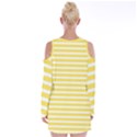 Horizontal Stripes Yellow Velvet Long Sleeve Shoulder Cutout Dress View2