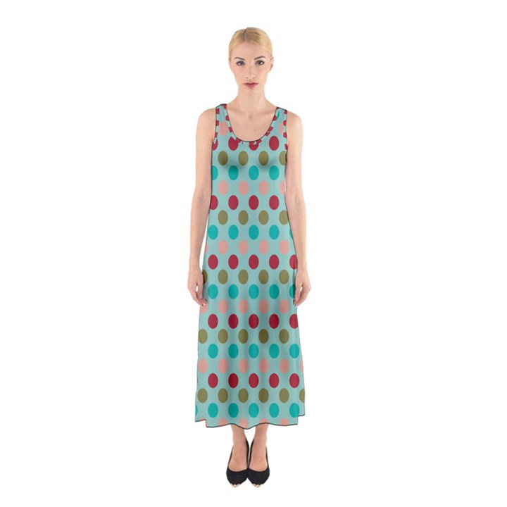 Large Colored Polka Dots Line Circle Sleeveless Maxi Dress