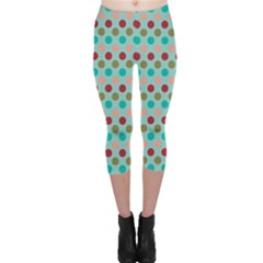 Large Colored Polka Dots Line Circle Capri Leggings 