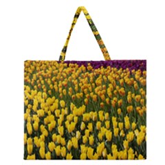 Colorful Tulips In Keukenhof Gardens Wallpaper Zipper Large Tote Bag by Simbadda