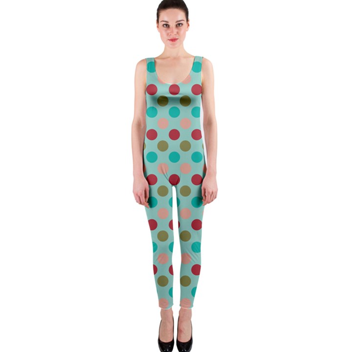 Large Colored Polka Dots Line Circle OnePiece Catsuit