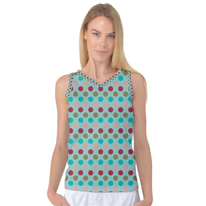 Large Colored Polka Dots Line Circle Women s Basketball Tank Top