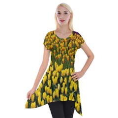 Colorful Tulips In Keukenhof Gardens Wallpaper Short Sleeve Side Drop Tunic