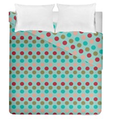 Large Colored Polka Dots Line Circle Duvet Cover Double Side (queen Size) by Mariart