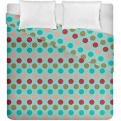 Large Colored Polka Dots Line Circle Duvet Cover Double Side (king Size) by Mariart