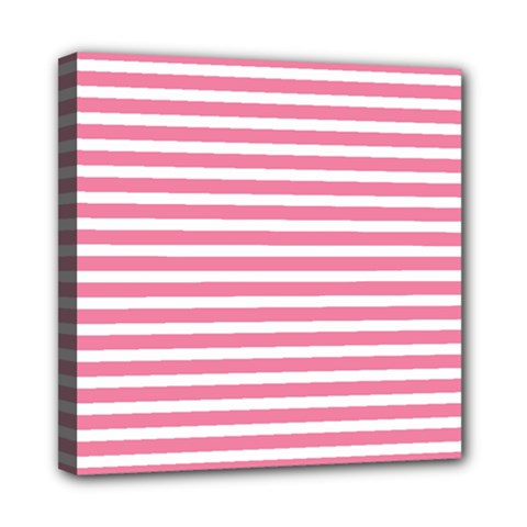 Horizontal Stripes Light Pink Mini Canvas 8  X 8 