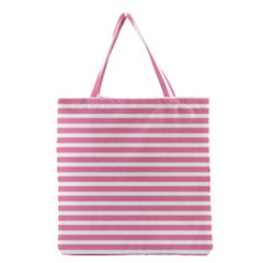 Horizontal Stripes Light Pink Grocery Tote Bag by Mariart