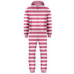 Horizontal Stripes Light Pink Hooded Jumpsuit (men)  by Mariart