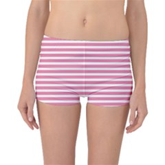 Horizontal Stripes Light Pink Boyleg Bikini Bottoms by Mariart