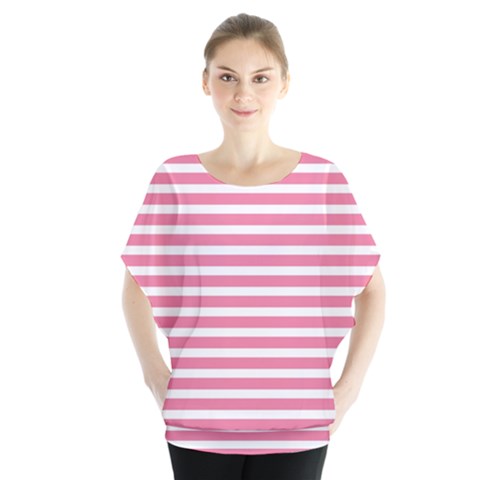 Horizontal Stripes Light Pink Blouse by Mariart