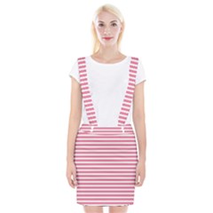 Horizontal Stripes Light Pink Suspender Skirt by Mariart