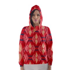 Orange Fractal Background Hooded Wind Breaker (women) by Simbadda