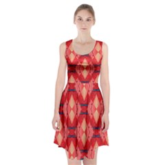 Orange Fractal Background Racerback Midi Dress