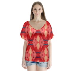 Orange Fractal Background Flutter Sleeve Top