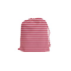 Horizontal Stripes Red Drawstring Pouches (small)  by Mariart