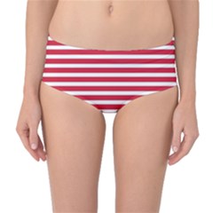 Horizontal Stripes Red Mid-waist Bikini Bottoms by Mariart