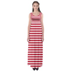 Horizontal Stripes Red Empire Waist Maxi Dress by Mariart