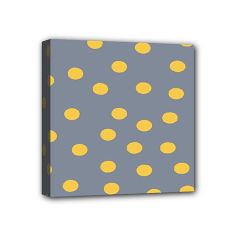 Limpet Polka Dot Yellow Grey Mini Canvas 4  X 4  by Mariart