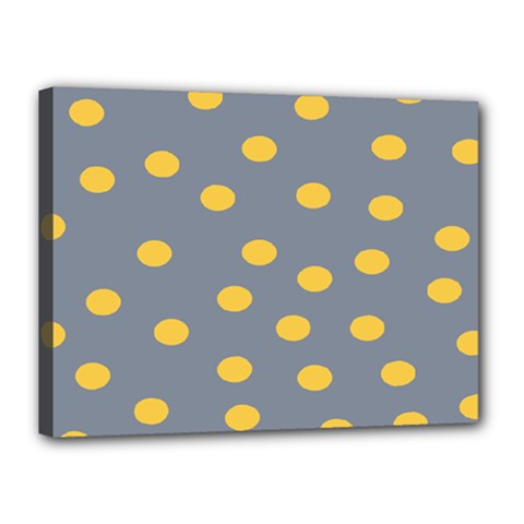 Limpet Polka Dot Yellow Grey Canvas 16  X 12  by Mariart