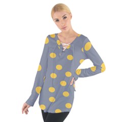 Limpet Polka Dot Yellow Grey Women s Tie Up Tee by Mariart