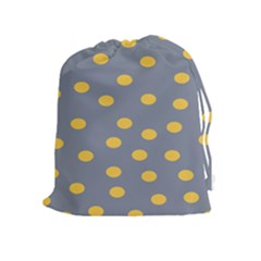 Limpet Polka Dot Yellow Grey Drawstring Pouches (extra Large) by Mariart