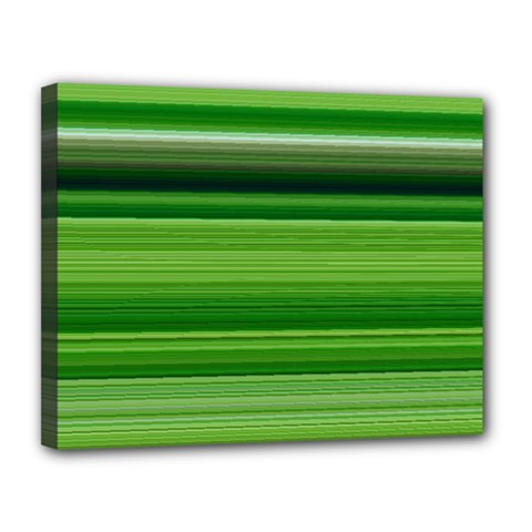 Horizontal Stripes Line Green Canvas 14  X 11  by Mariart