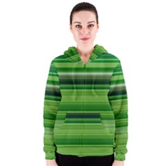 Horizontal Stripes Line Green Women s Zipper Hoodie