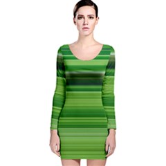 Horizontal Stripes Line Green Long Sleeve Velvet Bodycon Dress by Mariart