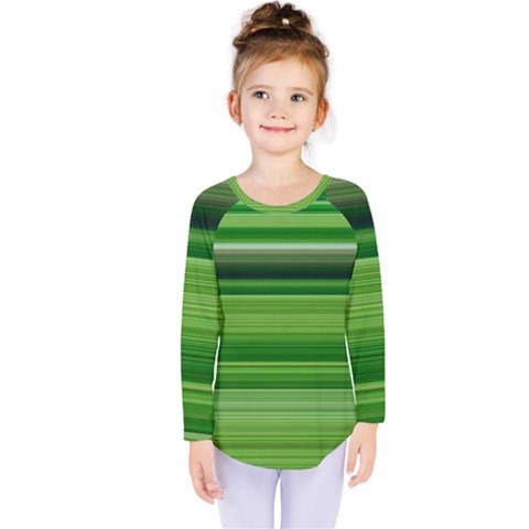 Horizontal Stripes Line Green Kids  Long Sleeve Tee by Mariart