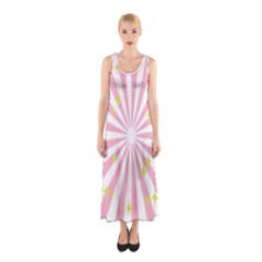 Hurak Pink Star Yellow Hole Sunlight Light Sleeveless Maxi Dress by Mariart