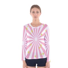 Hurak Pink Star Yellow Hole Sunlight Light Women s Long Sleeve Tee