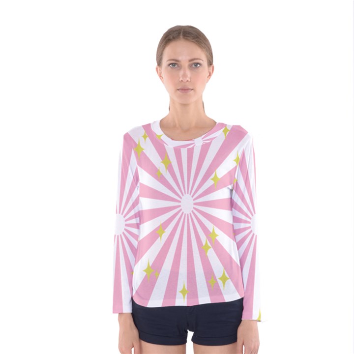 Hurak Pink Star Yellow Hole Sunlight Light Women s Long Sleeve Tee