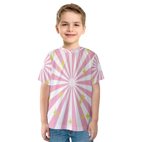 Hurak Pink Star Yellow Hole Sunlight Light Kids  Sport Mesh Tee by Mariart