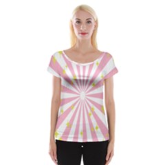 Hurak Pink Star Yellow Hole Sunlight Light Women s Cap Sleeve Top by Mariart