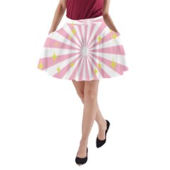 Hurak Pink Star Yellow Hole Sunlight Light A-line Pocket Skirt by Mariart