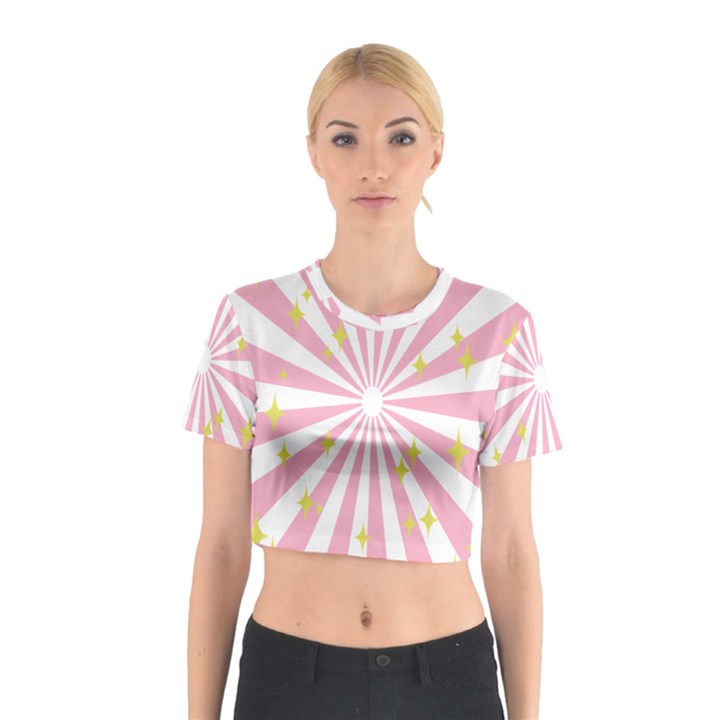 Hurak Pink Star Yellow Hole Sunlight Light Cotton Crop Top