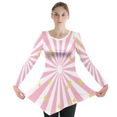 Hurak Pink Star Yellow Hole Sunlight Light Long Sleeve Tunic  by Mariart