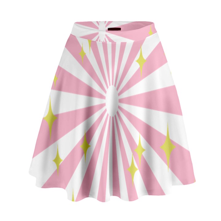 Hurak Pink Star Yellow Hole Sunlight Light High Waist Skirt