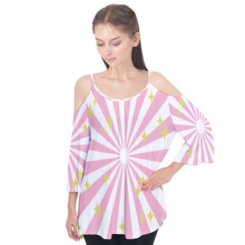 Hurak Pink Star Yellow Hole Sunlight Light Flutter Tees by Mariart