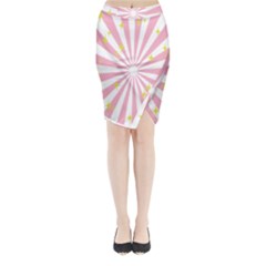 Hurak Pink Star Yellow Hole Sunlight Light Midi Wrap Pencil Skirt by Mariart