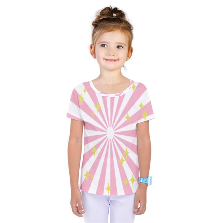 Hurak Pink Star Yellow Hole Sunlight Light Kids  One Piece Tee