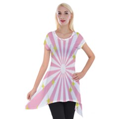 Hurak Pink Star Yellow Hole Sunlight Light Short Sleeve Side Drop Tunic by Mariart