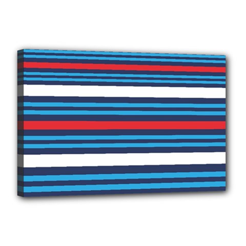 Martini Style Racing Tape Blue Red White Canvas 18  X 12  by Mariart