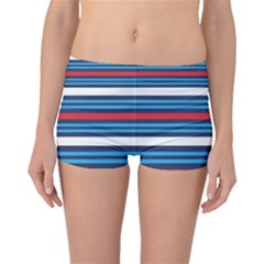 Martini Style Racing Tape Blue Red White Boyleg Bikini Bottoms by Mariart