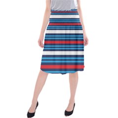 Martini Style Racing Tape Blue Red White Midi Beach Skirt by Mariart